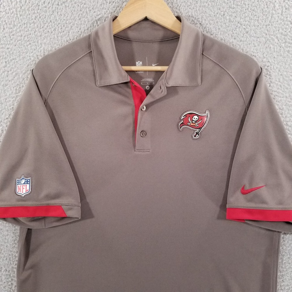 Tampa Bay Buccaneers Nike Polo Shirt Mens Medium Gray Dri-FIT Performance NFL